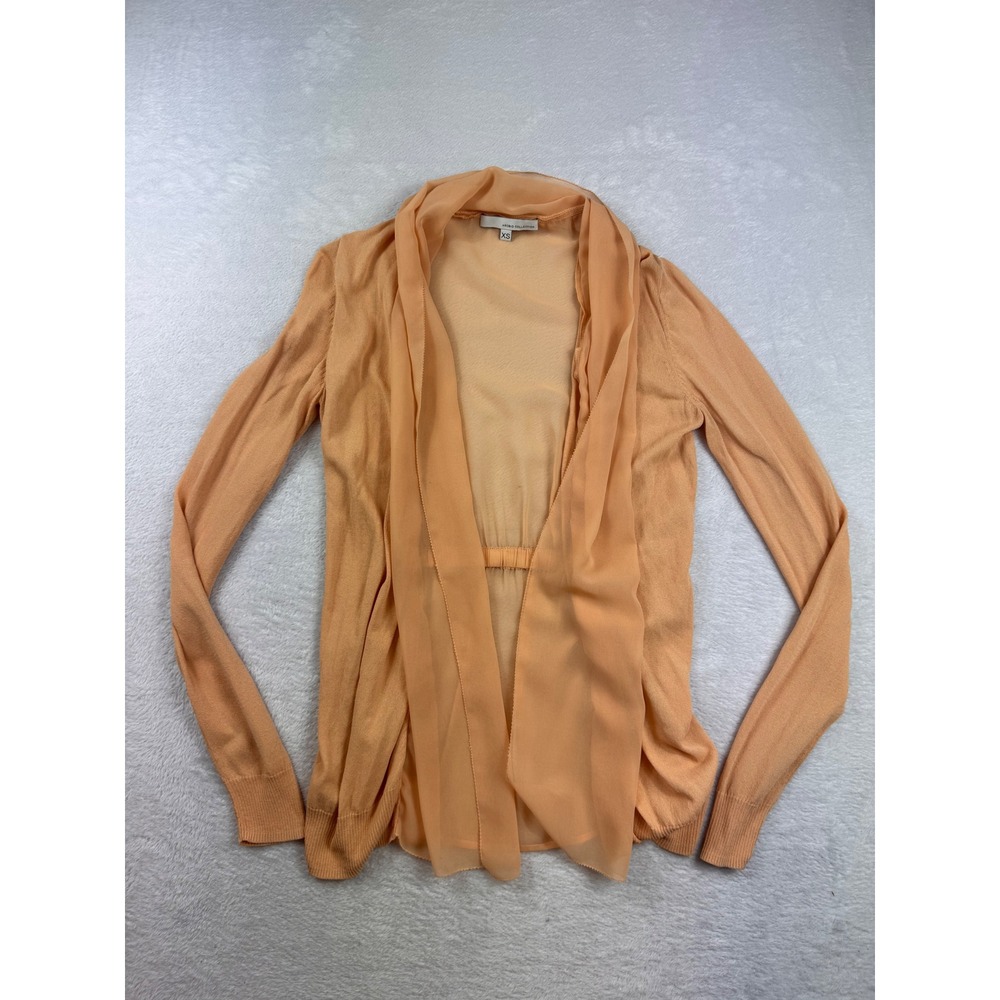 Asobio Collection Peach Open Front Cardigan Sheer Chiffon Back XS
